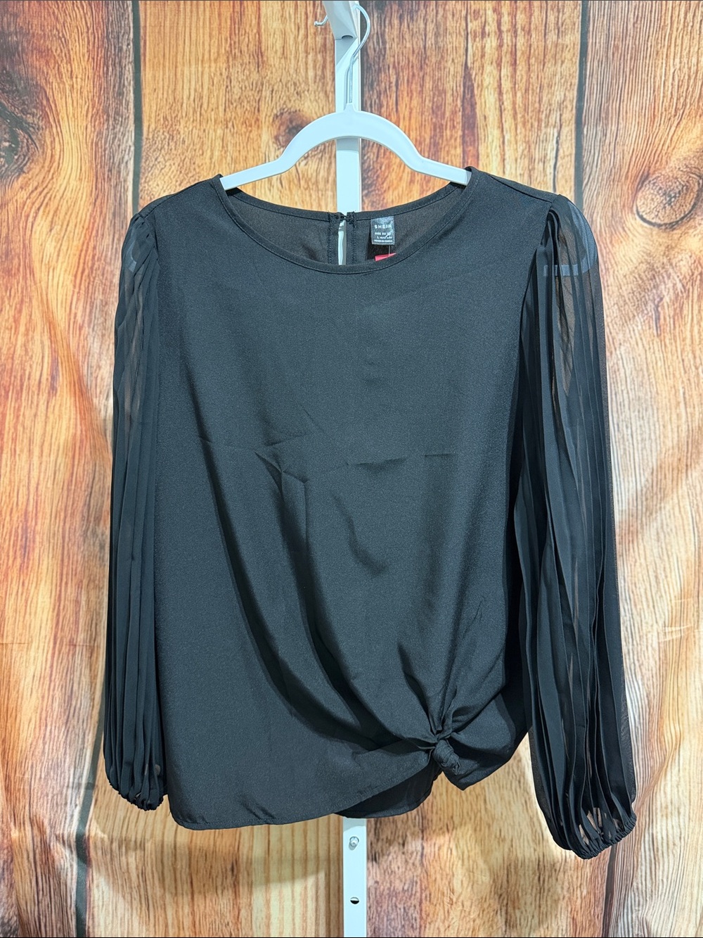 🚨(4/$10) Shein Sheer Long Pleat Sleeve Blouse Size L